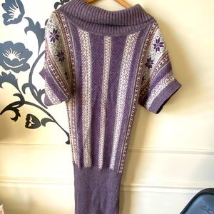 Small Purple Off the Shoulder Sweater Dress.